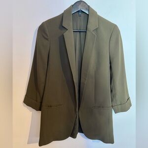 Express Rolled Sleeve Boyfriend Blazer in Army Green